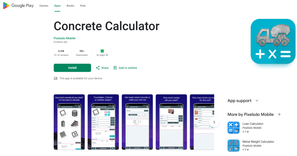 app concrete calculator