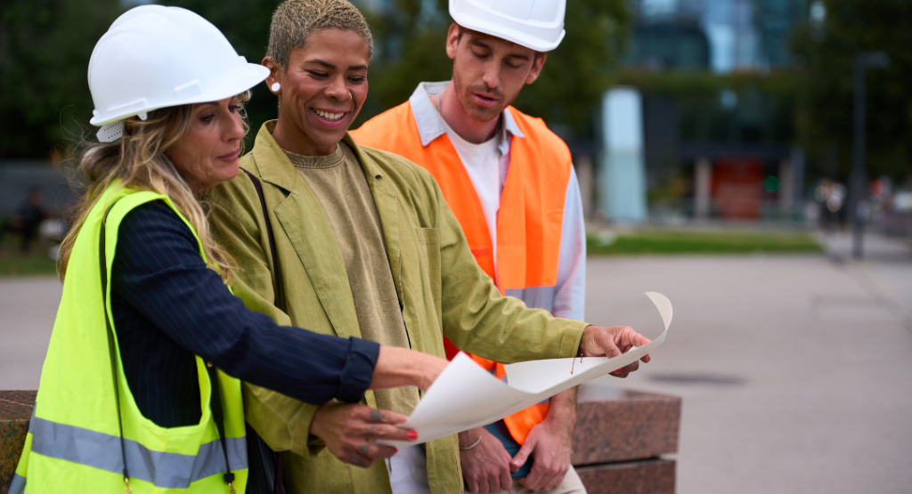 Engenheiros exercendo o controle e fiscalização de obras