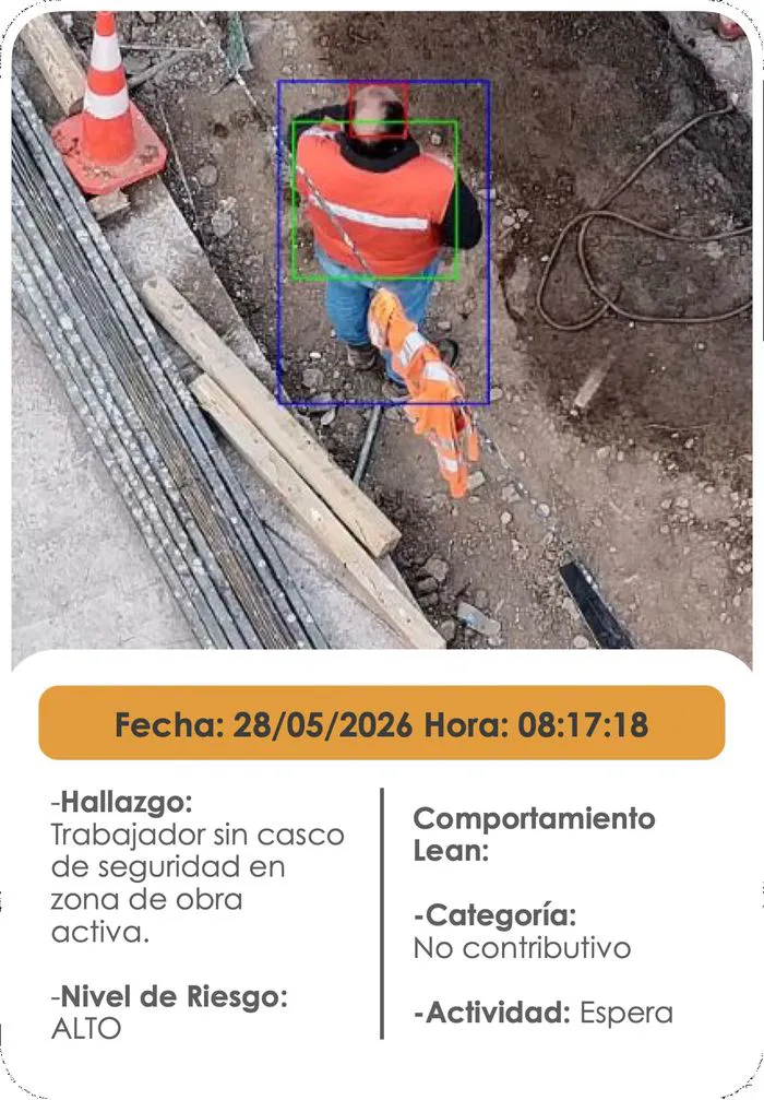 Hallazgo: trabajador sin casco de seguridad en zona de obra activa
